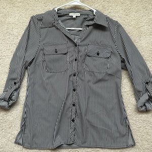 Black and White Striped Dress Shirt